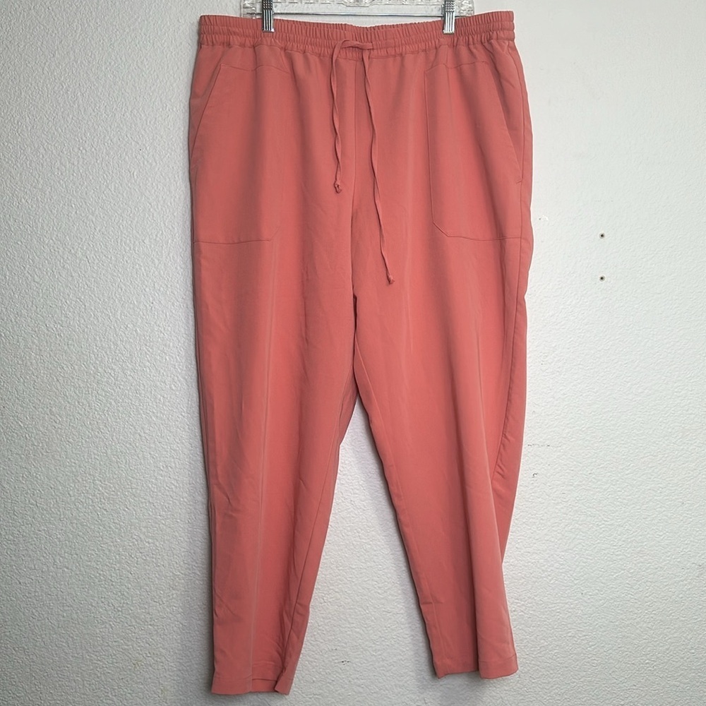 Eloquii Women's Size 18 Coral Pink Pull On Pants Pockets Plus Size Casual Office